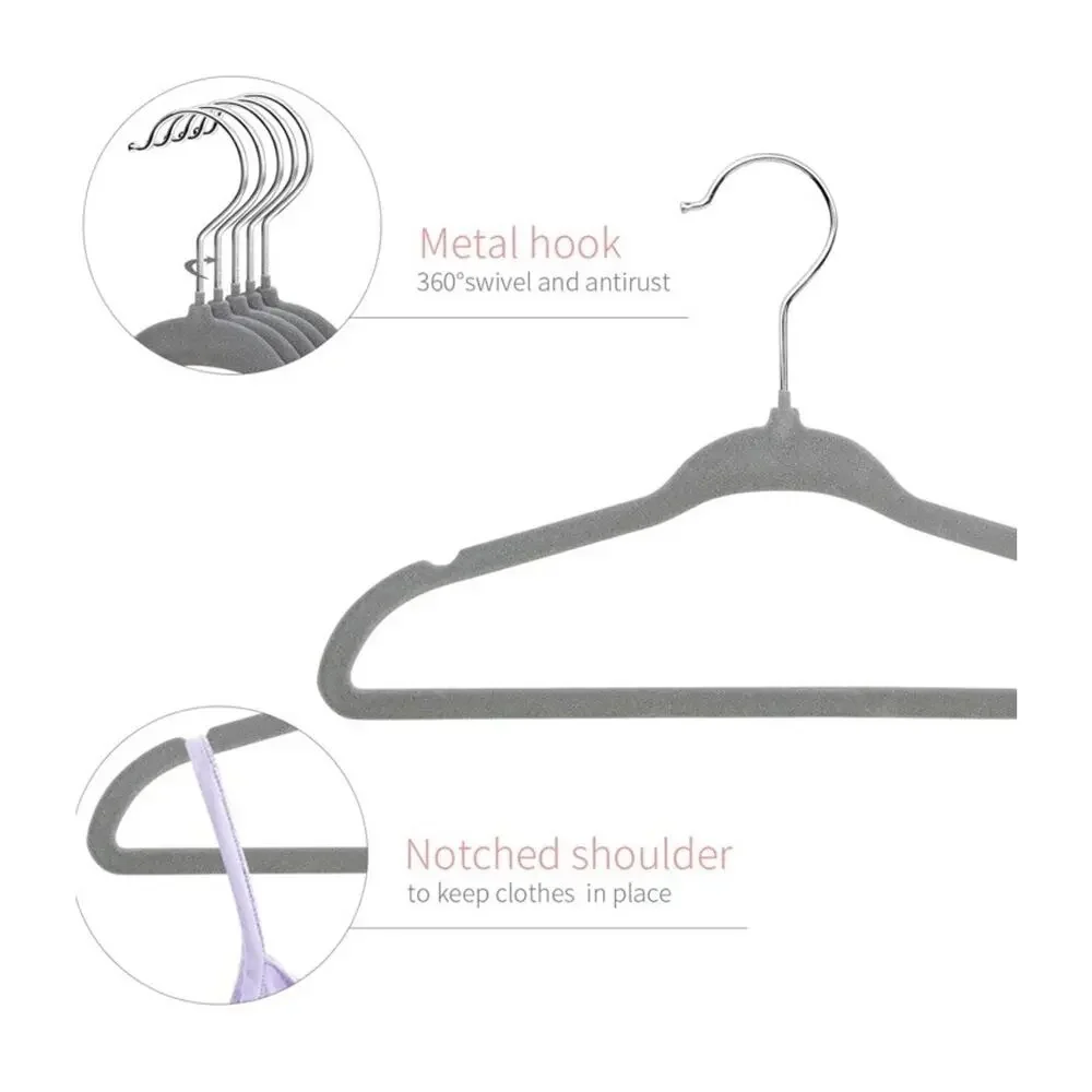 15 Pack Velvet Clothing Hangers, Grey, Non-Slip,Space Saving, Baby